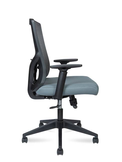 Кресло офисное / Гарда LB / черный пластик / серая сетка / серая ткань