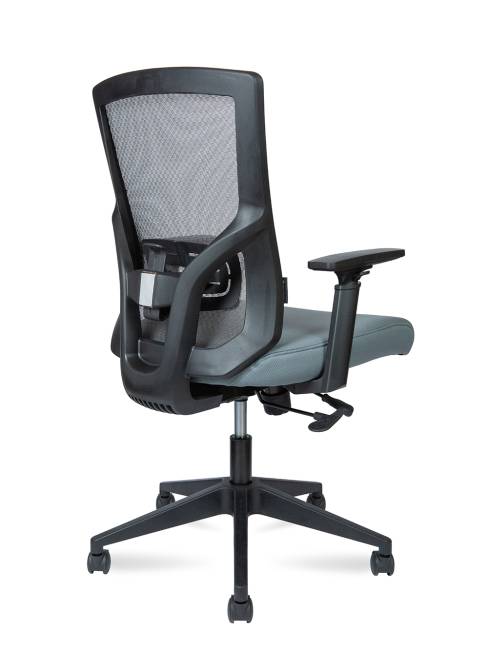 Кресло офисное / Гарда LB / черный пластик / серая сетка / серая ткань