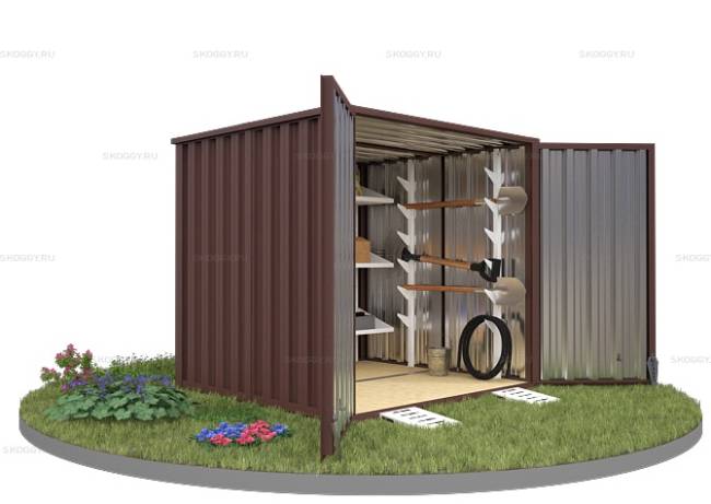 Хозблок SKOGGY секционный с плоской крышей 2 х 2 м, шоколадный