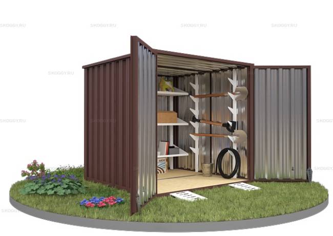 Хозблок SKOGGY секционный с плоской крышей 2 х 2 м, шоколадный