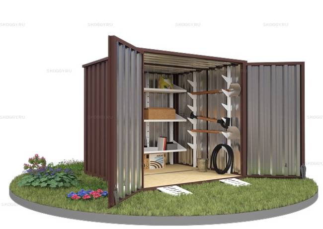 Хозблок SKOGGY секционный с плоской крышей 2 х 2 м, шоколадный