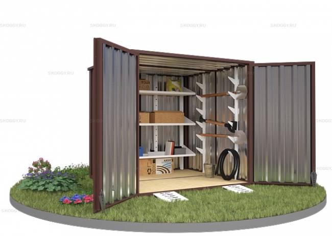 Хозблок SKOGGY секционный с плоской крышей 2 х 2 м, шоколадный