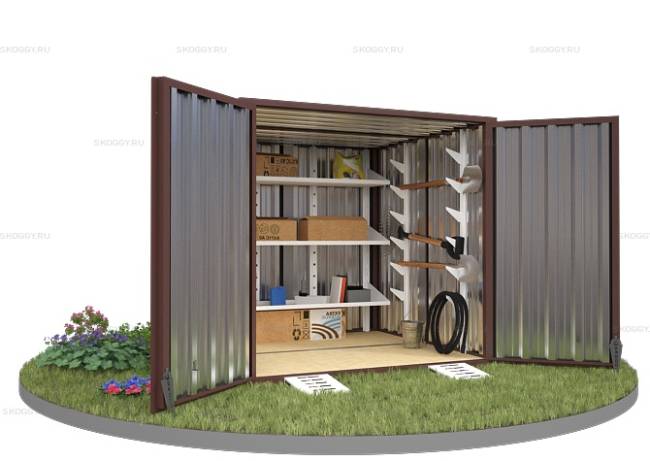 Хозблок SKOGGY секционный с плоской крышей 2 х 2 м, шоколадный