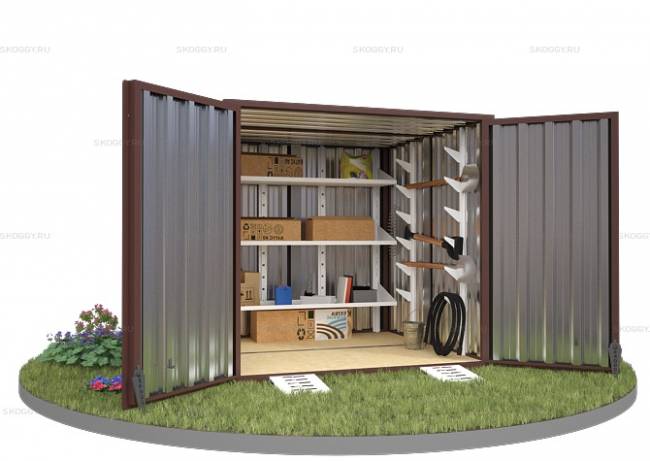 Хозблок SKOGGY секционный с плоской крышей 2 х 2 м, шоколадный