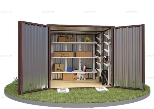 Хозблок SKOGGY секционный с плоской крышей 2 х 2 м, шоколадный