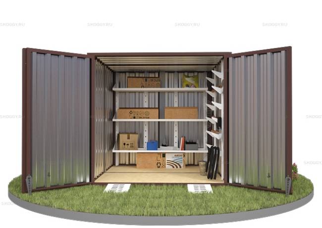 Хозблок SKOGGY секционный с плоской крышей 2 х 2 м, шоколадный