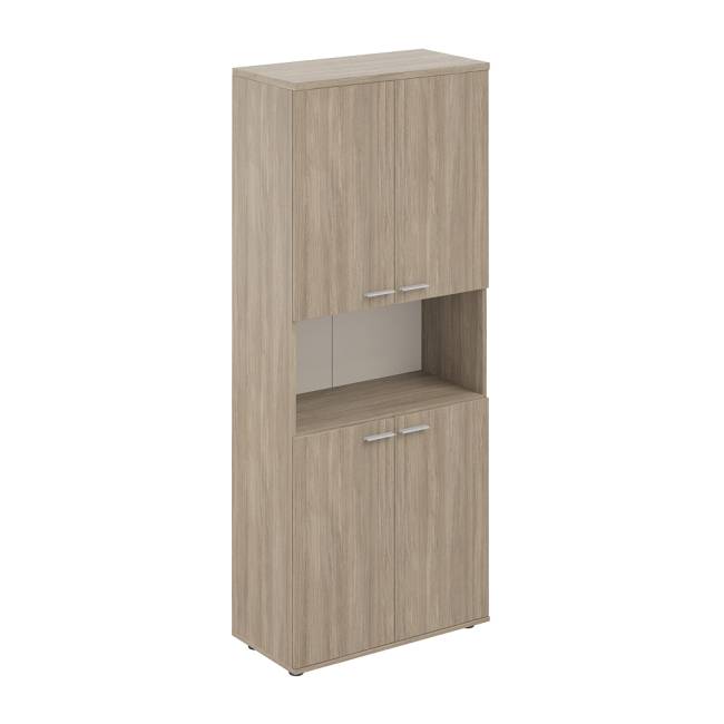 SG.841.OD.OD.OD / Шкаф высокий с нишей 800х400х1955, 4-х дв, з.ст HDF / корпус: дуб темный; фасады: дуб темный