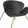 Кресло дизайнерское DOBRIN EMILY, черный винил YP16, золотое основания