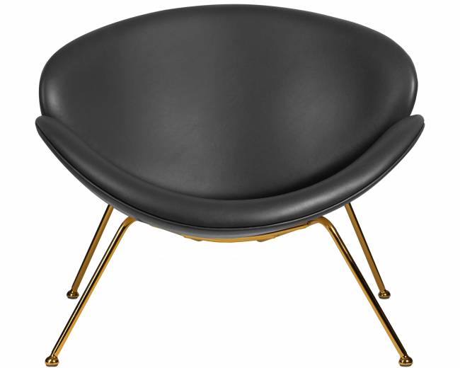 Кресло дизайнерское DOBRIN EMILY, черный винил YP16, золотое основания