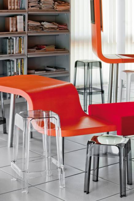 Табурет пластиковый полубарный Rubik белый 400х400х650 мм