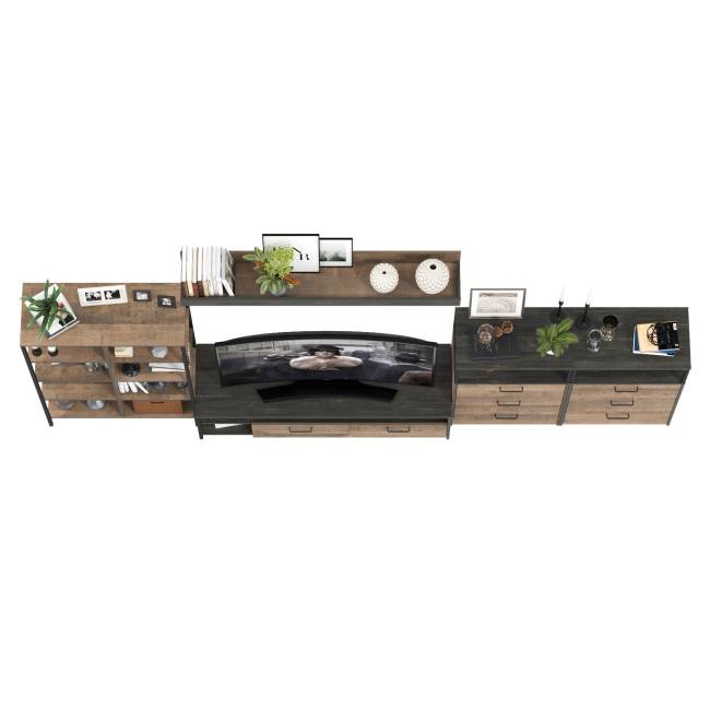 Стенка в стиле лофт Трувор № 99 цвет дуб гранж песочный/интра