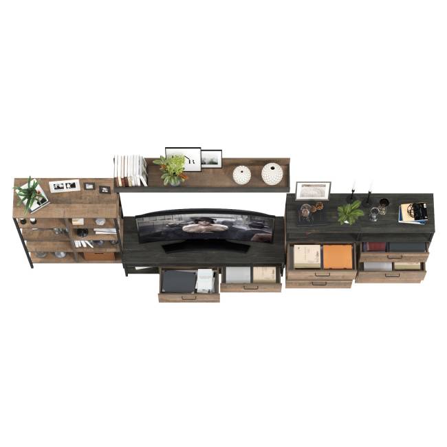 Стенка в стиле лофт Трувор № 99 цвет дуб гранж песочный/интра