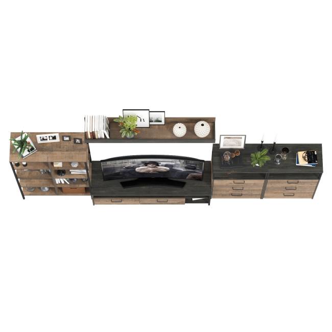 Стенка в стиле лофт Трувор № 99 цвет дуб гранж песочный/интра