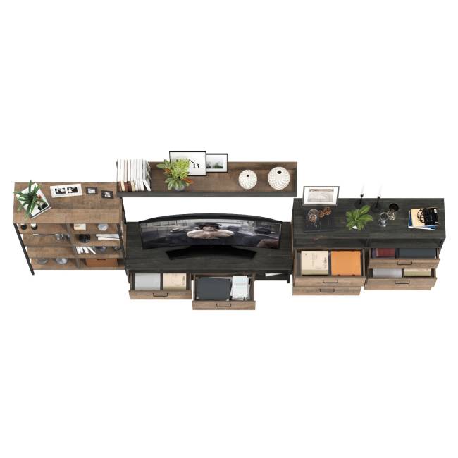 Стенка в стиле лофт Трувор № 99 цвет дуб гранж песочный/интра