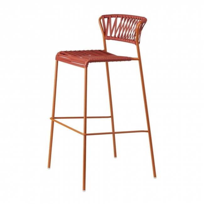 Стул полубарный плетеный Lisa Club терракотовый 500х500х880 мм