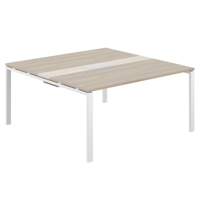 SG.283.OD.63.WH.OL / Стол переговорный комбинированный 1600х1638х750 МК60х30 / профиль: 60х30 белый; столешница: дуб темный, вставка светлый дуб