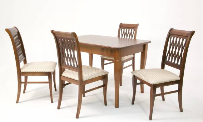 Обеденная группа Моцарт 120 со стульями Рич/ ромб бежевый, Орех