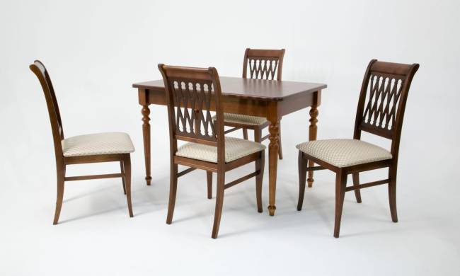 Обеденная группа Моцарт 120 со стульями Рич/ ромб бежевый, Орех