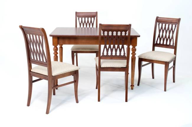 Обеденная группа Моцарт 120 со стульями Рич/ ромб бежевый, Орех