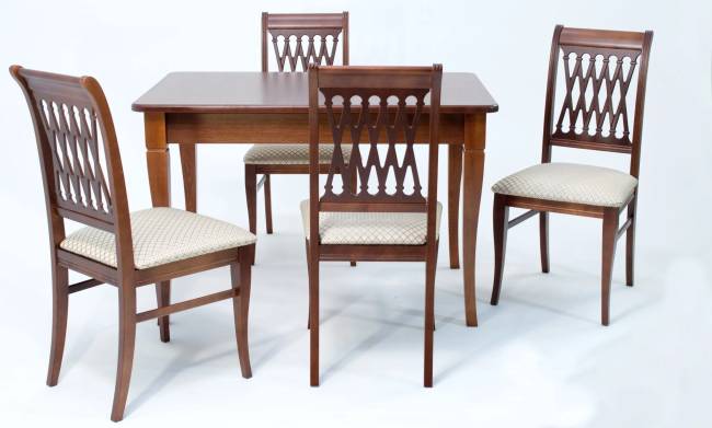 Обеденная группа Моцарт 120 со стульями Рич/ ромб бежевый, Орех