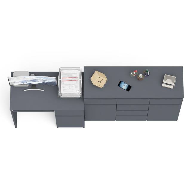Тумба-комод с дверками и ящиками Мори МК1200.4 и стол компьютерный МС-1 правый цвет графит