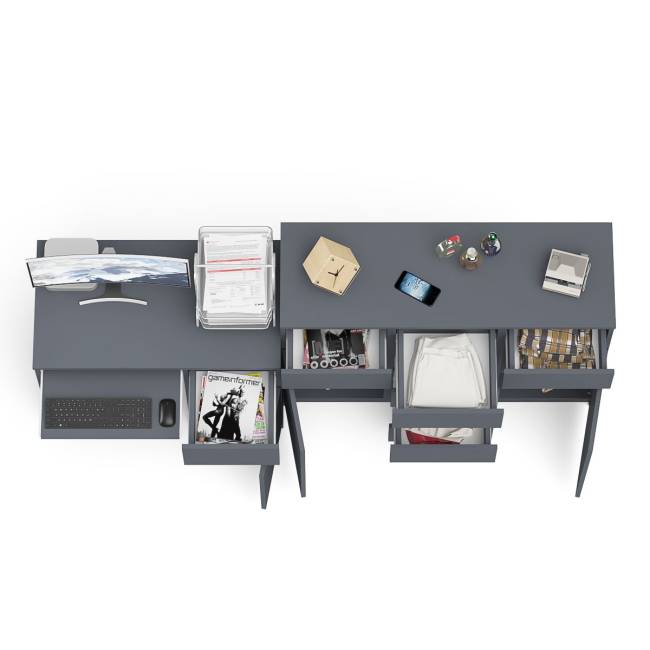 Тумба-комод с дверками и ящиками Мори МК1200.4 и стол компьютерный МС-1 правый цвет графит