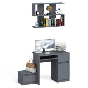 Стол компьютерный МС-1 правый с тумбой 400 и полкой Мори цвет графит