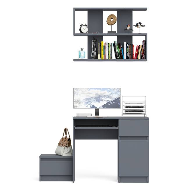 Стол компьютерный МС-1 правый с тумбой 400 и полкой Мори цвет графит