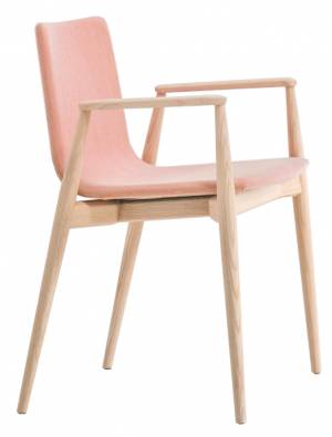 Кресло деревянное с обивкой Malmo беленый ясень, розовый 575х515х785 мм