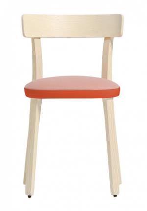Стул деревянный с мягкой обивкой Folk красный, беленый ясень, розовый 450х445х745 мм