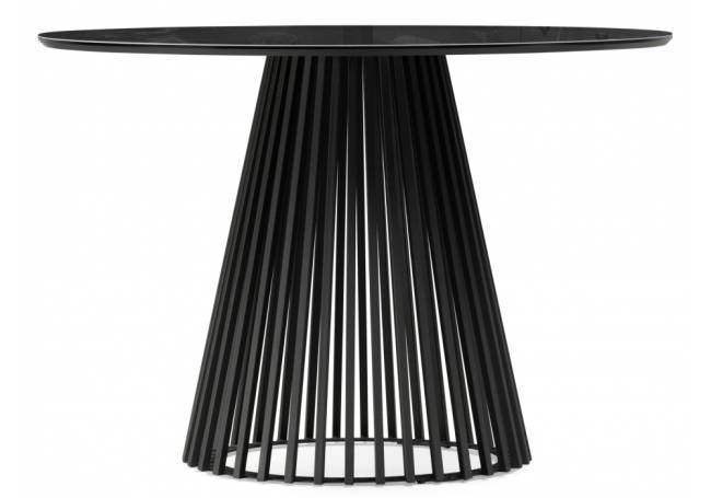 Стол стеклянный Нэнси 110х110 черный мрамор / черный