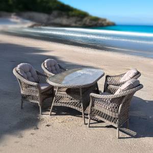 Комплект плетеной мебели T217/LV-217 Beige (4+1) с подушками в комплекте Комплект плетеной мебели T217/LV-217 Beige (4+1) с подушками в комплекте