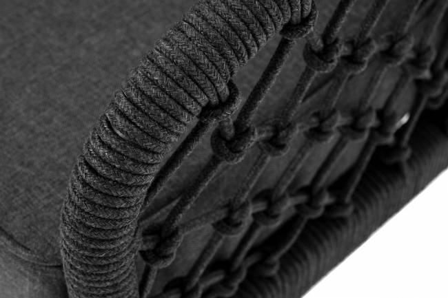 "Канны" диван 2-местный плетеный из роупа (узелки), каркас алюминий темно-серый (RAL7024) муар, роуп темно-серый круглый, ткань темно-серая "Канны" диван 2-местный плетеный из роупа (узелки), каркас алюминий темно-серый (RAL7024) муар, роуп темно-серый круглый, ткань темно-серая