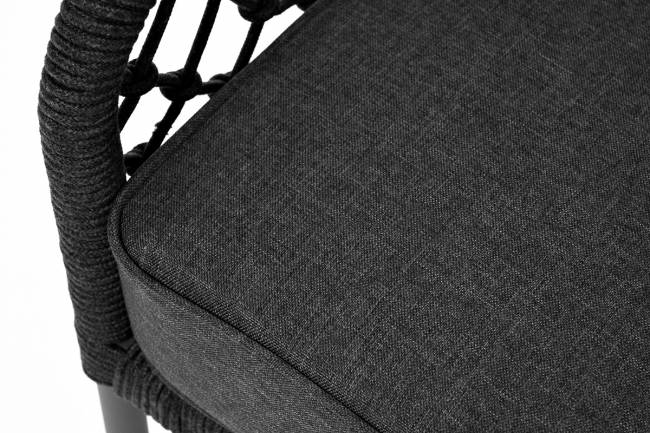 "Канны" диван 2-местный плетеный из роупа (узелки), каркас алюминий темно-серый (RAL7024) муар, роуп темно-серый круглый, ткань темно-серая "Канны" диван 2-местный плетеный из роупа (узелки), каркас алюминий темно-серый (RAL7024) муар, роуп темно-серый круглый, ткань темно-серая