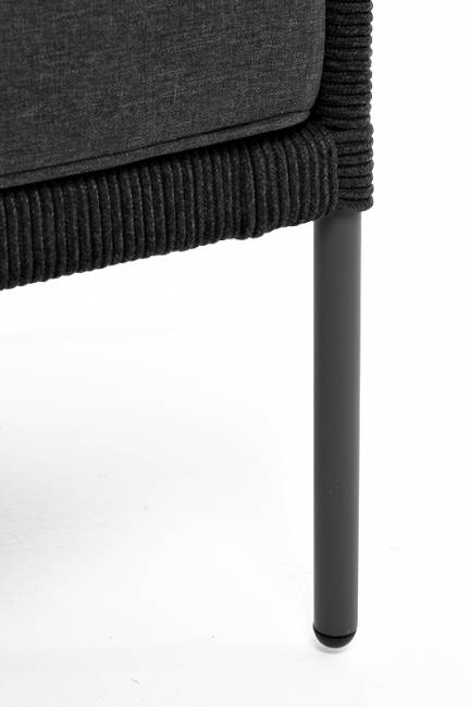 "Канны" диван 2-местный плетеный из роупа (узелки), каркас алюминий темно-серый (RAL7024) муар, роуп темно-серый круглый, ткань темно-серая "Канны" диван 2-местный плетеный из роупа (узелки), каркас алюминий темно-серый (RAL7024) муар, роуп темно-серый круглый, ткань темно-серая