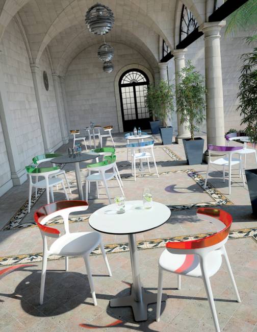 Кресло пластиковое Luna белый, красный 550х510х770 мм