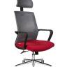 Кресло офисное / Интер / база хром / черный пластик / серая сетка / вишневая ткань