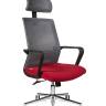Кресло офисное / Интер / база хром / черный пластик / серая сетка / вишневая ткань