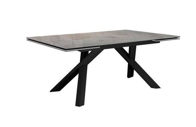 Стол DikLine DKX140 керамика Italian Grey (глянец серый), подстолье черное, опоры черные (2уп.)