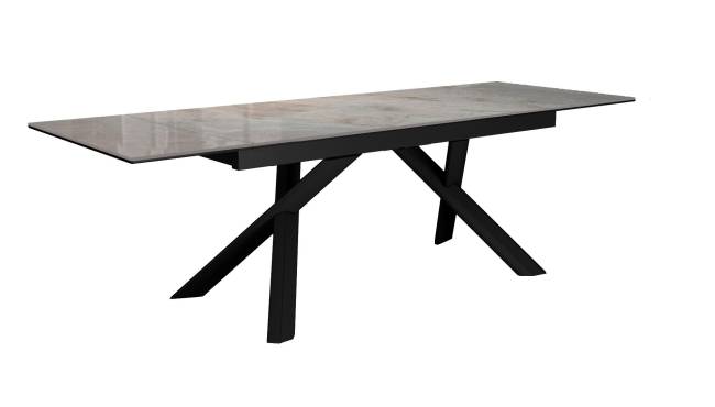 Стол DikLine DKX140 керамика Italian Grey (глянец серый), подстолье черное, опоры черные (2уп.)