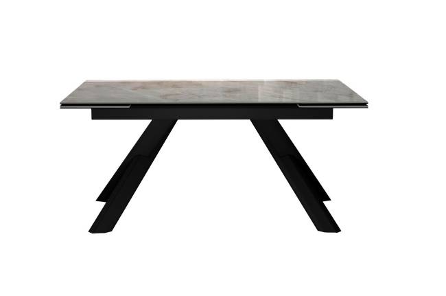 Стол DikLine DKX140 керамика Italian Grey (глянец серый), подстолье черное, опоры черные (2уп.)