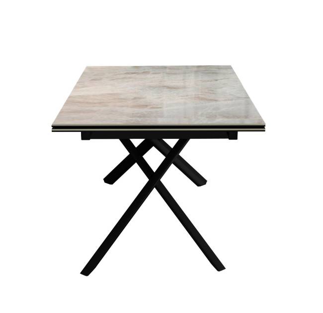 Стол DikLine DKX140 керамика Italian Grey (глянец серый), подстолье черное, опоры черные (2уп.)