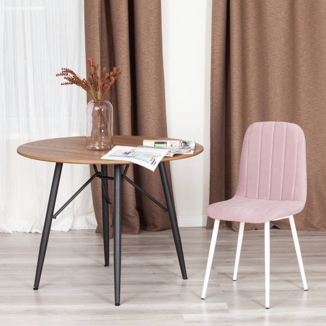 Стул ARC  Велюр/металл , 46 х 52 х 88 см, пыльно-розовый/белый (Комплект из 4 шт.) розовый Велюр/металл