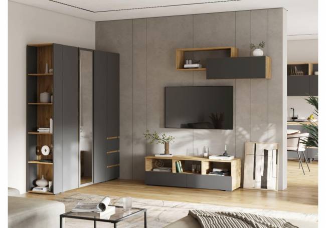 Элла ТБ 02 серый графит 0162 / дуб крафт золото