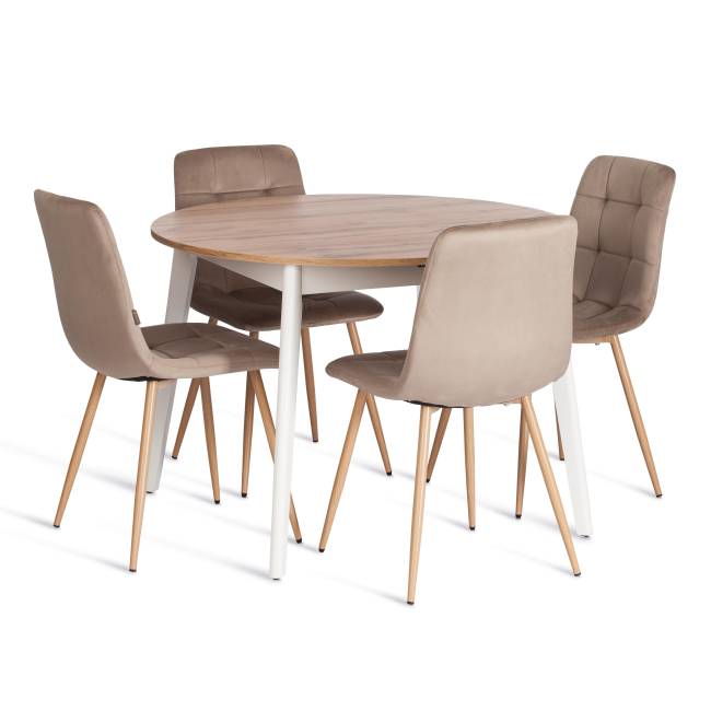 Стул Чилли/Chilly (мод.JSC-220) велюр/металл, 44,5х52,5х88см, бежевый HLR8/натуральный (Комплект из 4 шт.) бежевый Велюр/металл