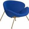 Кресло дизайнерское DOBRIN EMILY, синяя ткань AF6, золотое основание