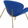 Кресло дизайнерское DOBRIN EMILY, синяя ткань AF6, золотое основание