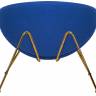 Кресло дизайнерское DOBRIN EMILY, синяя ткань AF6, золотое основание