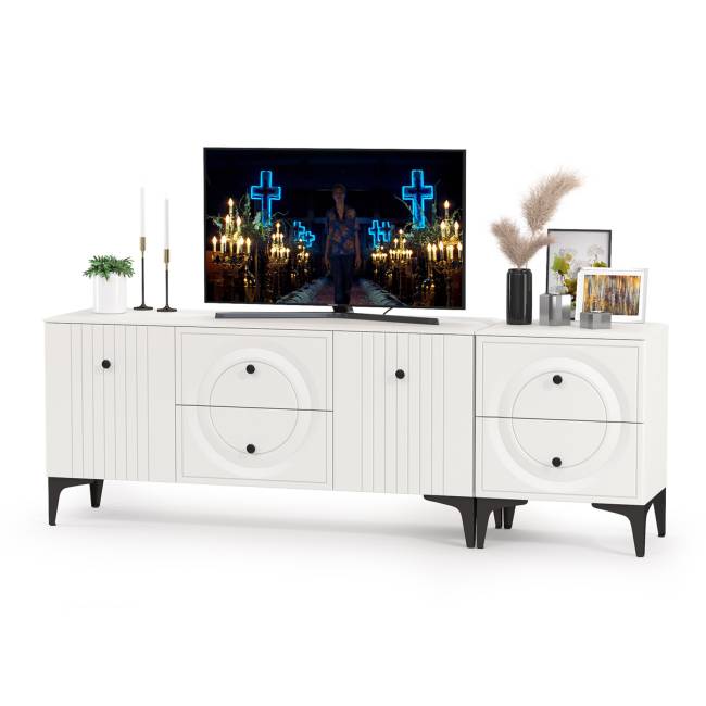 ТВ-тумба с тумбой с двумя ящиками Валенсия цвет белый шагрень