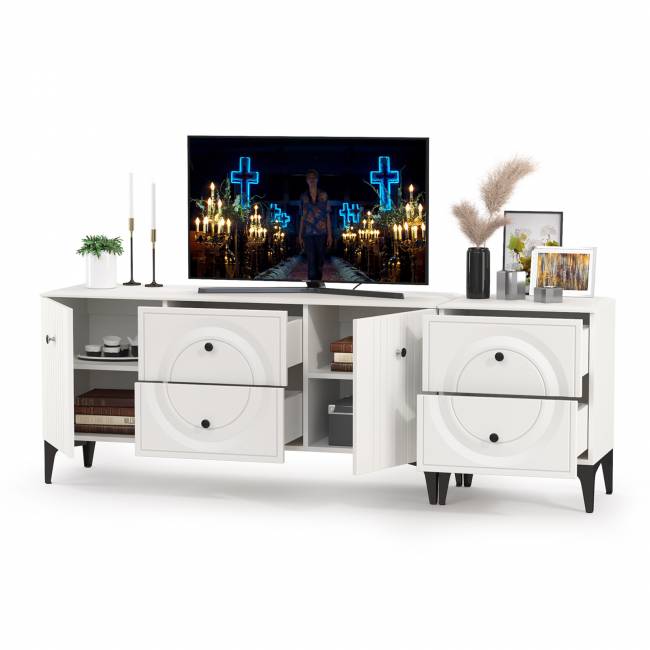 ТВ-тумба с тумбой с двумя ящиками Валенсия цвет белый шагрень